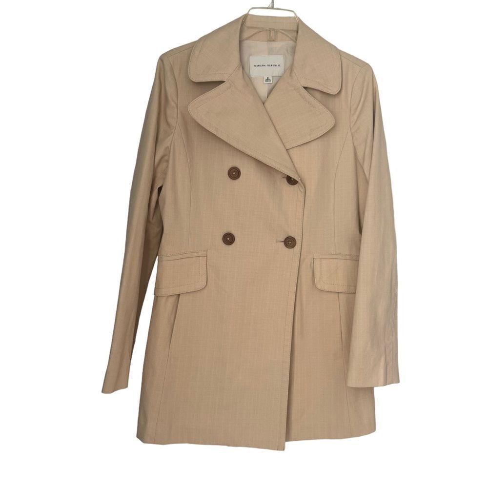 Banana Republic 100% Cotton Oatmeal Cream Double Breasted Peacoat sz M
